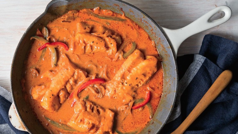 Bahian Cod Fillet with Coconut Milk, Peppers and Onions