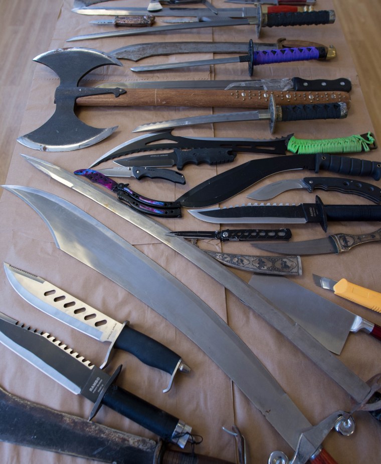 Image: Knives and other bladed weapons recovered by police in London