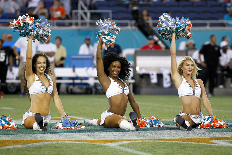 Image: The Cheerleaders of the Miami Dolphins performs during a preseason game