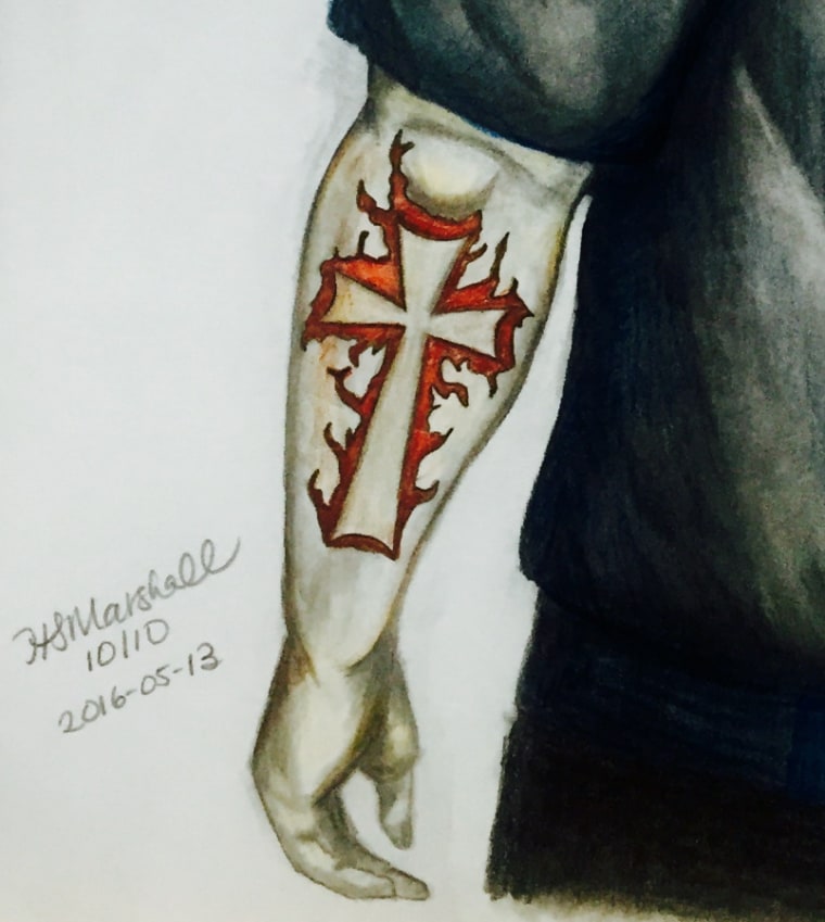 Sketch of tattoo on person of interest