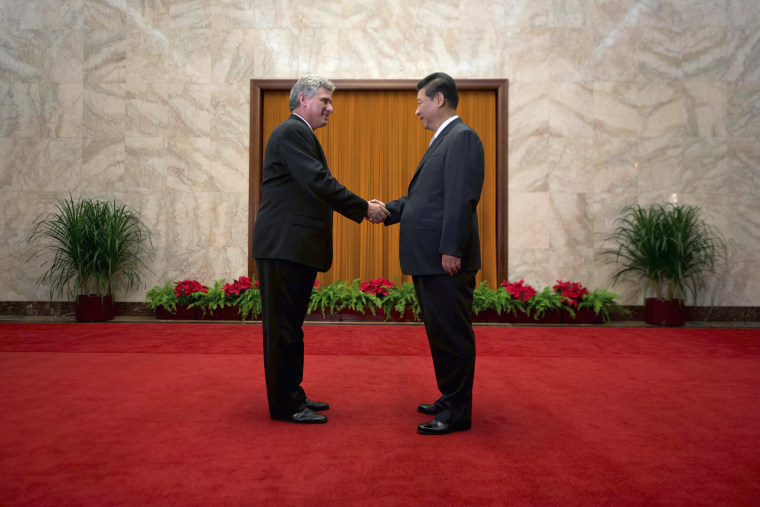 China's President Xi greets Cuba's First Vice President of the Council of State Diaz-Canel in Beijing