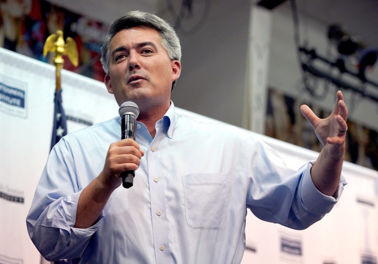 Image: Senator Cory Gardner speaks at a town hall meeting in Lakewood