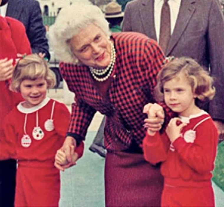 Barbara Bush with Jenna Bush Hager and her twin sister, Barbara, as kids