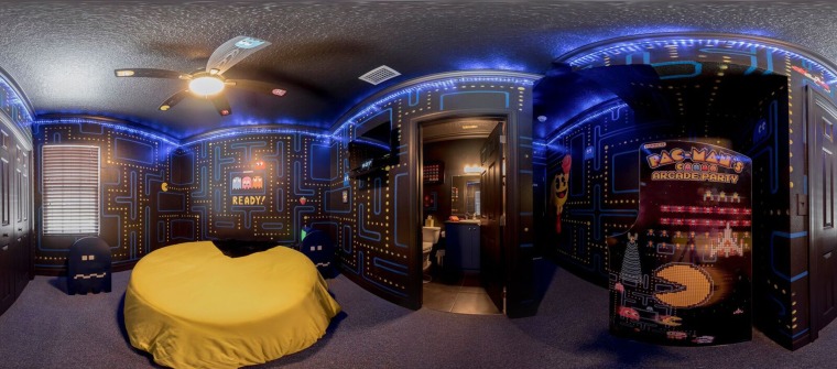 Sleep in a PacMan-themed room, or play the original game if you aren't tired.