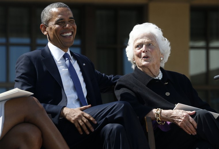Image: Barack Obama, Barbara Bush