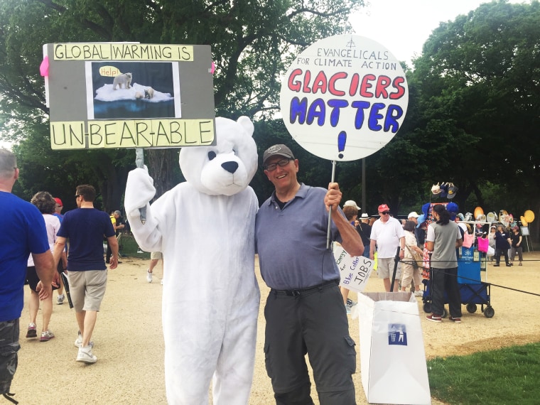 Image: Young Evangelicals for Climate Action supporter Rick Kruis at the People's Climate March in Washington in April 2017.