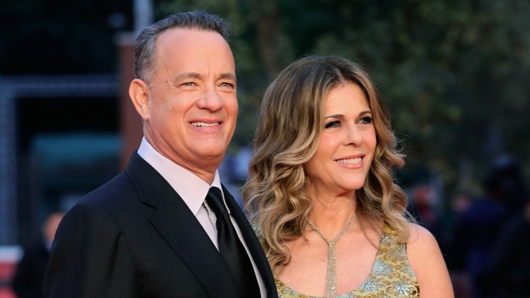 Tom Hanks and Rita Wilson walk a red carpet on October 13, 2016 in Rome, Italy.