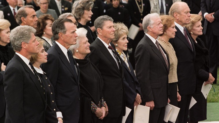 photo of former U.S. presidents at Richard Nixon's funeral
