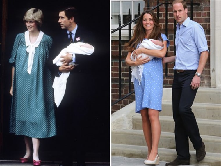 The duchess's polka-dotted gown after the birth of Prince George's also echoed one of Princess Diana's maternity looks. 