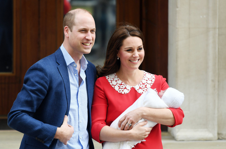 The Duke and Duchess of Cambridge with their newborn baby boy just hours after his birth on Monday, April 23.