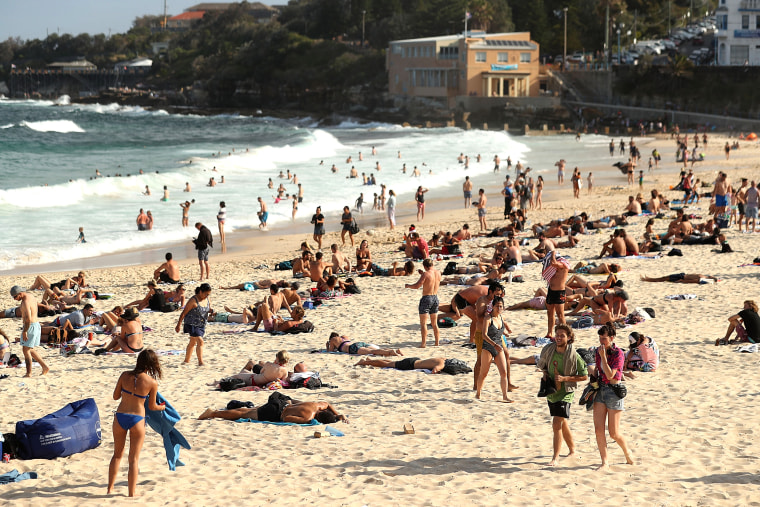 Image: People sunbathe at Coogee beach on Dec. 14, 2017 in Sydney, Australia.