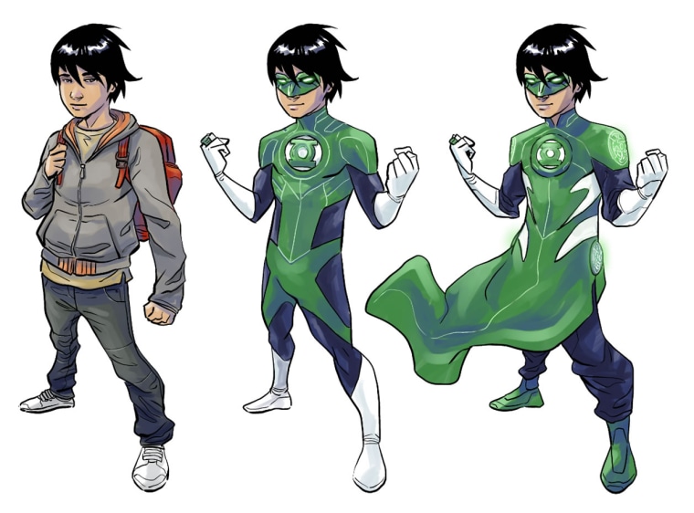 Image: Sketches of Tai, a character in the upcoming \"Green Lantern: Legacy,\" written by Minh Le.