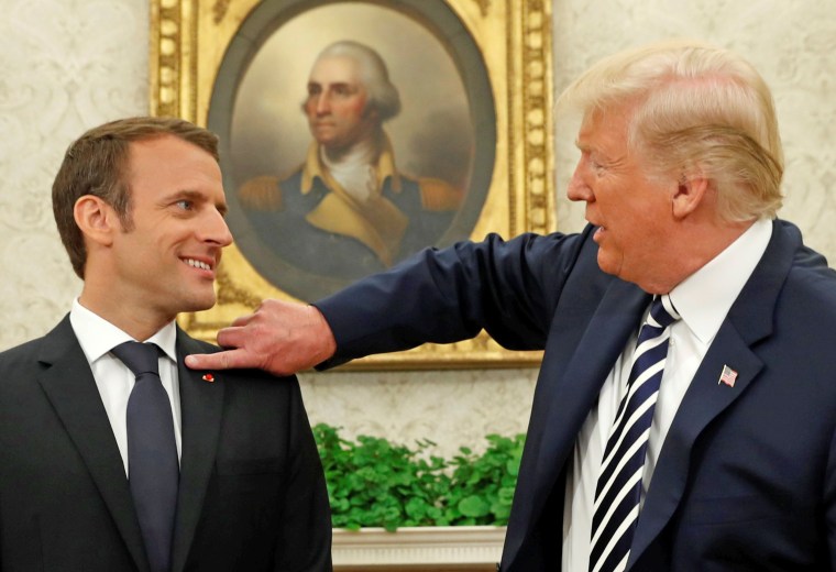 Image: U.S. President Trump meets with French President Macron at the Oval Office at the White House in Washington