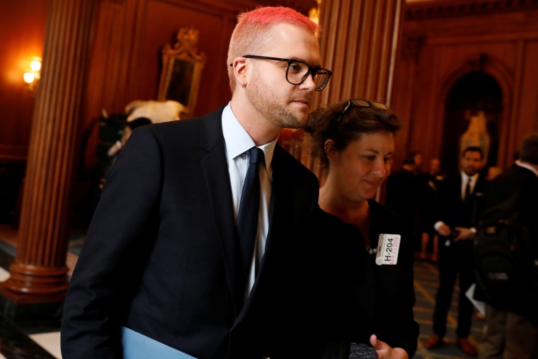 Image: Cambridge Analytica employee Christopher Wylie arrives to meet with Democratic members of the House Intelligence Committee at the U.S. Capitol in Washington