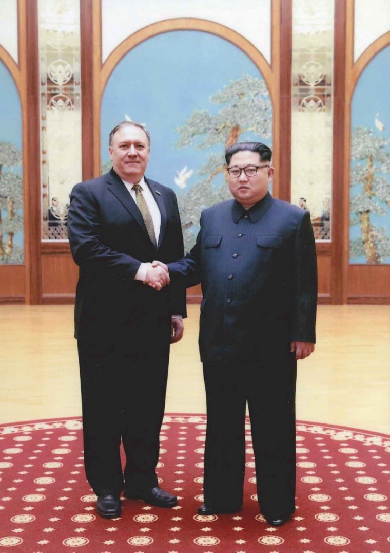 Image: U.S. government handout photo shows CIA Director Mike Pompeo meeting with North Korean leader Kim Jong Un in Pyongyang