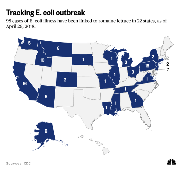 Map: E. Coli outbreak map