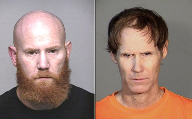 This combination of two mug shots shows on the left, Ian Mitcham, who was recently arrrested for murder and on the right, his brother Mark Mitcham, currently in prison for child molestation, whose DNA helped police find his brother.