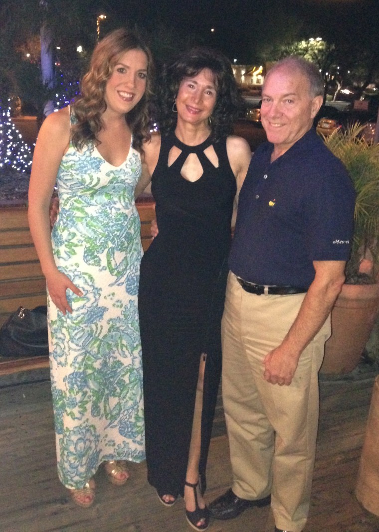 This undated family photo shows Allison Feldman, left, with her parents Elayne and Harley Feldman.