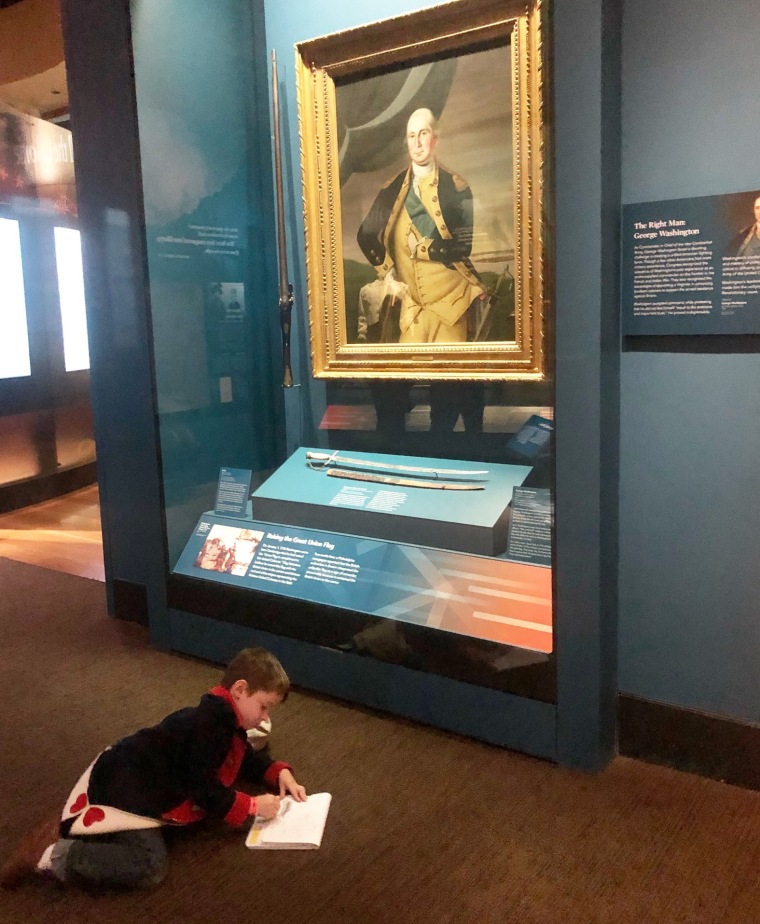 Oliver brings a notebook with him when visiting the Museum of the American Revolution. His goal is to learn five new things at each visit.