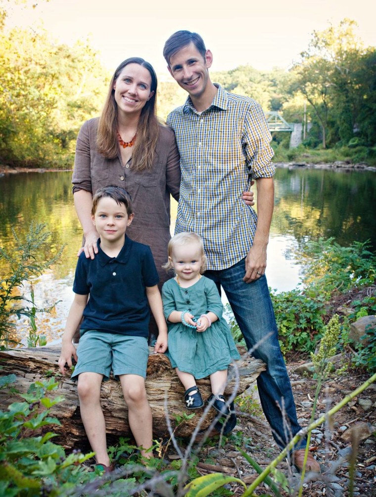 Chris Theibault, Jenna Dean, and their children, Oliver, 7, and Wynnie, almost 2.