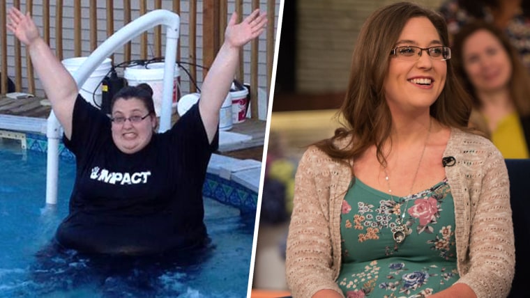 Brittany May, before and after her weight loss.