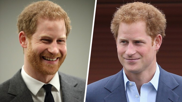 Prince Harry with his beard and without