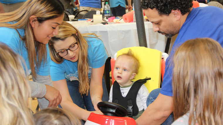 When the hospital first started the GoBabyGo program the cars where too fast and children were zooming all over the place. They've since added something to slow the cars.