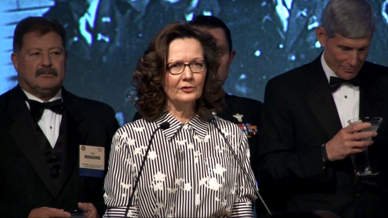 Image: Gina Haspel speaks at the 2017 William J. Donovan Award Dinner, Oct. 2017.