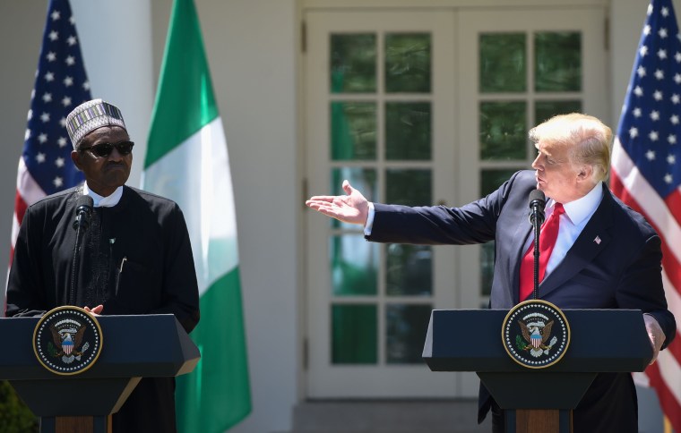 Image: President Donald Trump and Nigerian President Muhammadu Buhari during a joint press conference