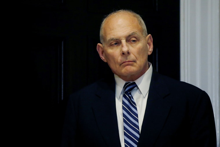Image: White House Chief of Staff John Kelly listens as U.S. President Donald Trump holds a round table meeting with members of law enforcement about sanctuary cities in the Roosevelt Room at the White House in Washington
