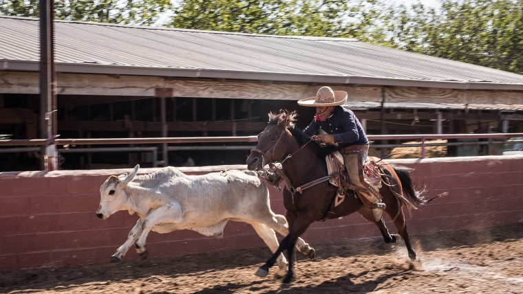 Image: A man rides a horse at the San Antonio Charro Ranch in San Antonio, Texas on Nov. 18, 2017.