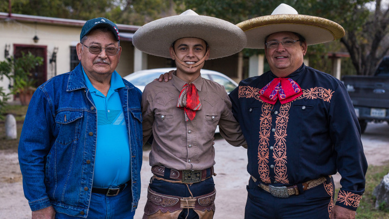 Image: Edmundo Rios I, Edmundo Rios III and Edmundo Rios II at the San Antonio Charro Ranch in San Antonio, Texas on Nov. 19. 2017.