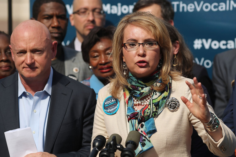Image: Rep. Gabby Giffords, D-Ariz speaks during her 2016 Vocal Majority Tour