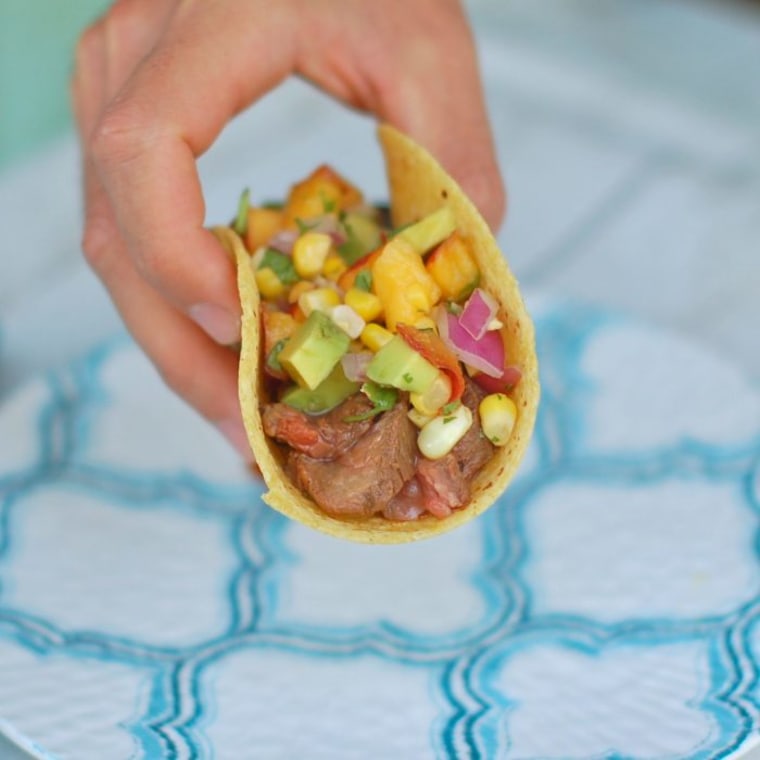 Soy-Marinated Steak Tacos with Nectarine Corn Salsa