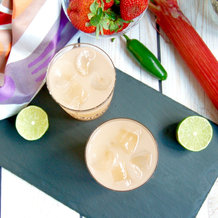 Spicy Strawberry Rhubarb Margaritas