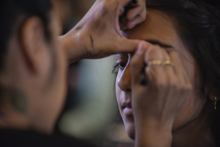 Image: Anisha Saripalli has her make up done