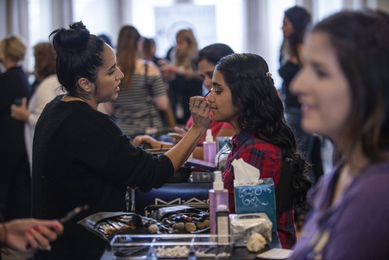 Image: Anisha Saripalli has her makeup done by Gizelle Manzano