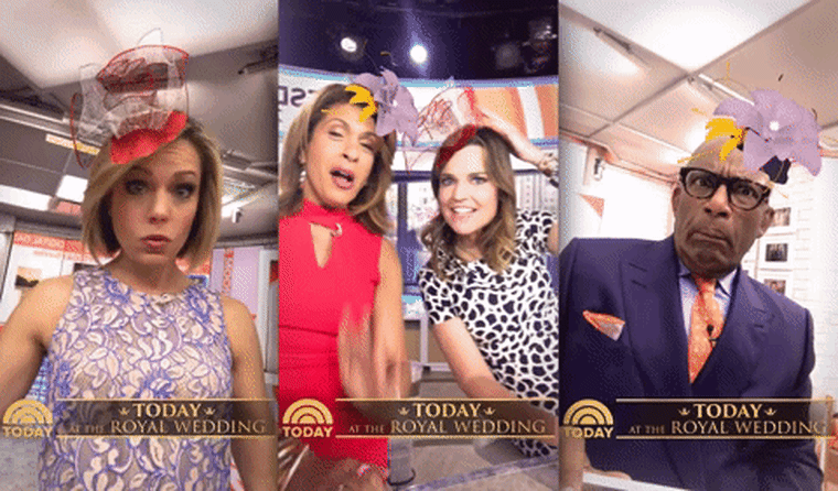 TODAY anchors trying out the Royal Wedding Snapchat Lens