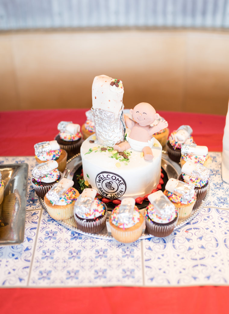 Chipotle threw a surprise baby shower for Alvarez and Flores, complete with burrito cupcakes.