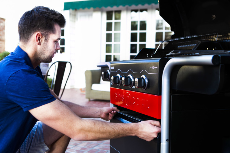 turning on a gas grill