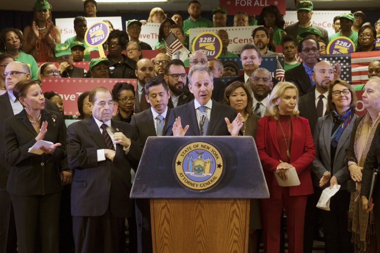 Image: Schneiderman speaks during a news conference