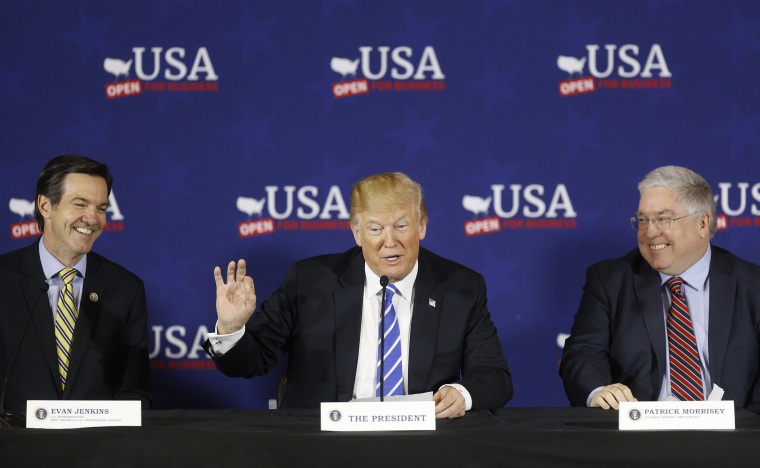 Image: Trump holds a round table discussion in White Sulphur Springs, West Virginia