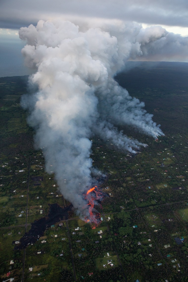 Image: Fissure eruptions cause lava to flow into the Leilani Estates subdivision