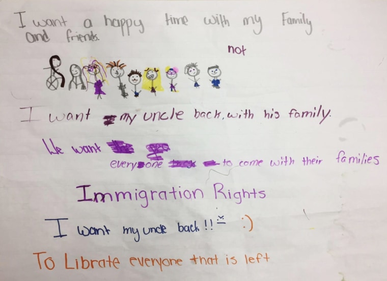 Image: Drawings by children whose family members were arrested during the immigration raid