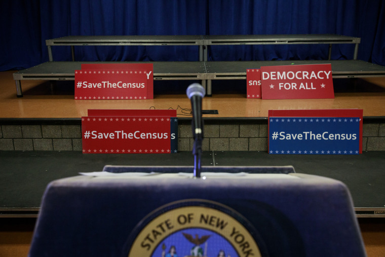 Image: Before a Schneiderman press conference regarding census questions