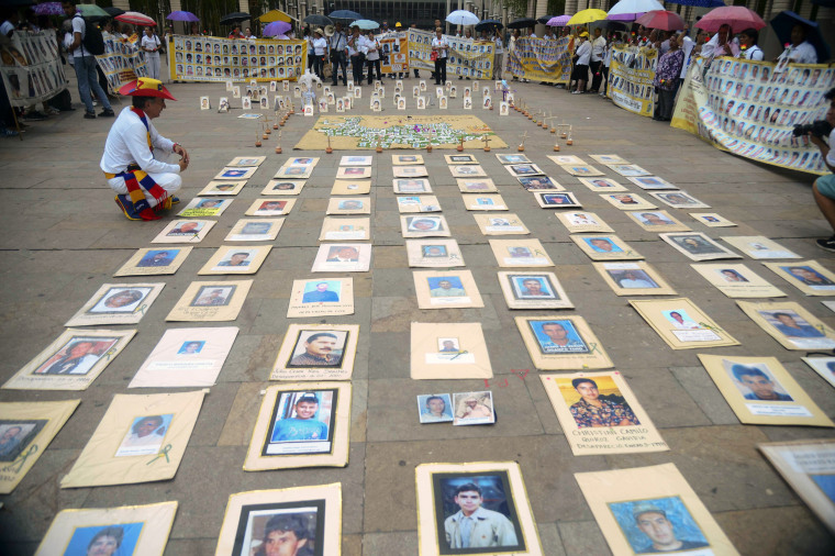 Image: The Madres de la Candelaria hold an event marking the 17th anniversary of the group's founding in Medellin
