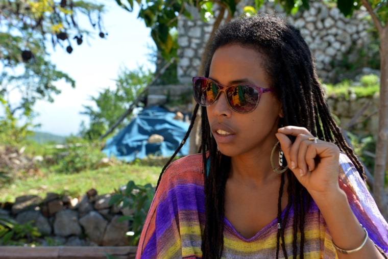 Image: Donisha Prendergast, the eldest granddaughter of reggae icon Bob Marley, speaks during an interview on a hilltop known to Rastafarians as \"Pinnacle\" in Sligoville, Jamaica, Jan. 4, 2014.