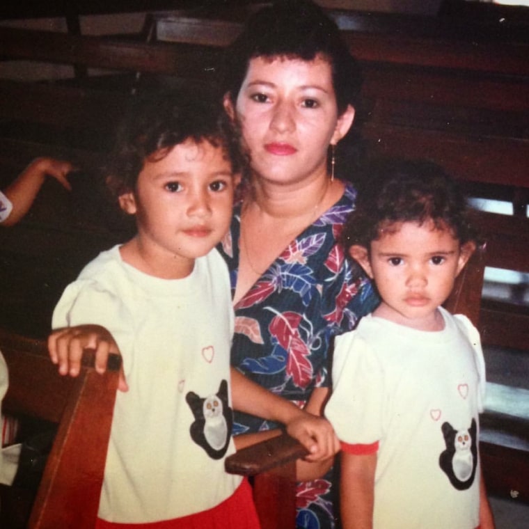 Carol’s Montes at age three with her mother Trinidad Montes and her older sister Carol Montes at a church in Compton, California in 1988.