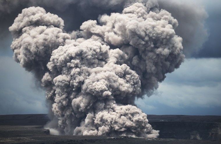 Image: An ash plume rises from the Halemaumau crater