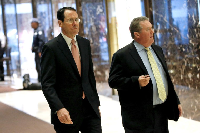 Randall Stephenson, Chief Executive Officer (CEO) of AT&amp;T arrives for meeting with U.S. President-elect Donald Trump at Trump Tower in New York